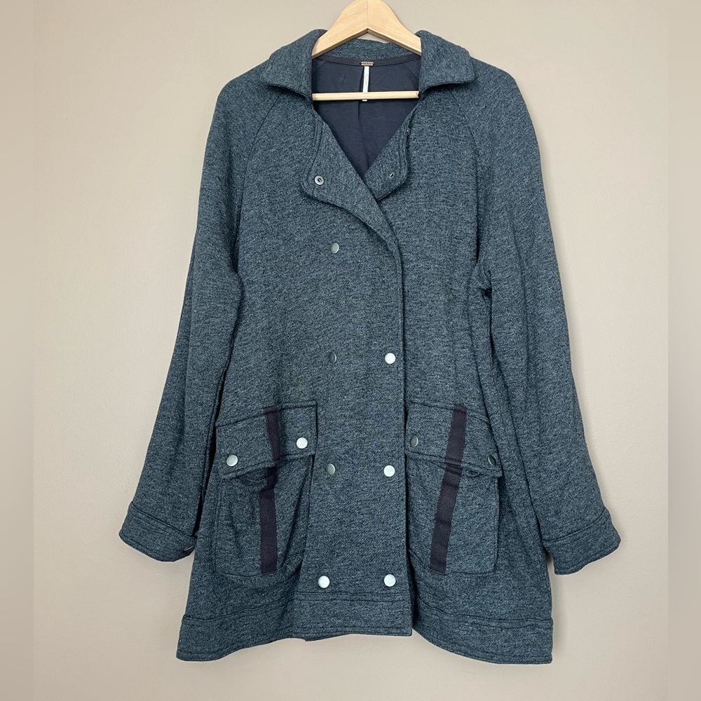 {Free People} Soft Knit Slouchy Anorak Jacket in Heathered Charcoal - Medium